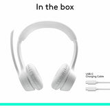 Logitech Zone 300 Wireless Bluetooth Headset With Noise-Canceling Microphone, Compatible with Windows, Mac, Chrome, Linux, iOS, iPadOS, Android - Off-white — 981-001416