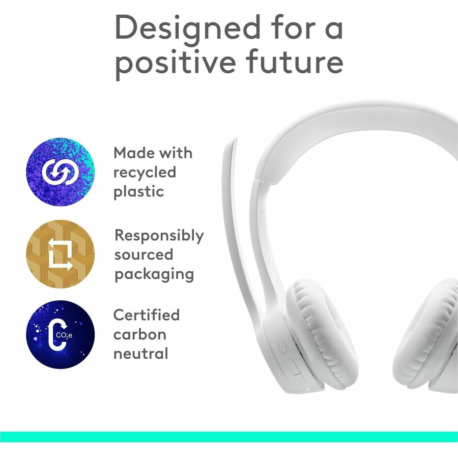 Logitech Zone 300 Wireless Bluetooth Headset With Noise-Canceling Microphone, Compatible with Windows, Mac, Chrome, Linux, iOS, iPadOS, Android - Off-white — 981-001416