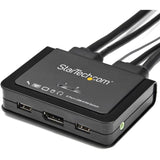StarTech.com 2 Port DisplayPort KVM Switch - 4K 60Hz - UHD DP 1.2 USB KVM Switch w/ 4ft Cables & Audio - Bus Powered & Remote Switching — SV211DPUA4K