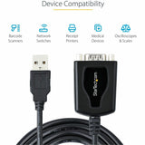 StarTech.com 3ft (1m) USB to Serial Cable with COM Port Retention, DB9 Male RS232 to USB Converter, USB to Serial Adapter, Prolific IC — 1P3FPC-USB-SERIAL