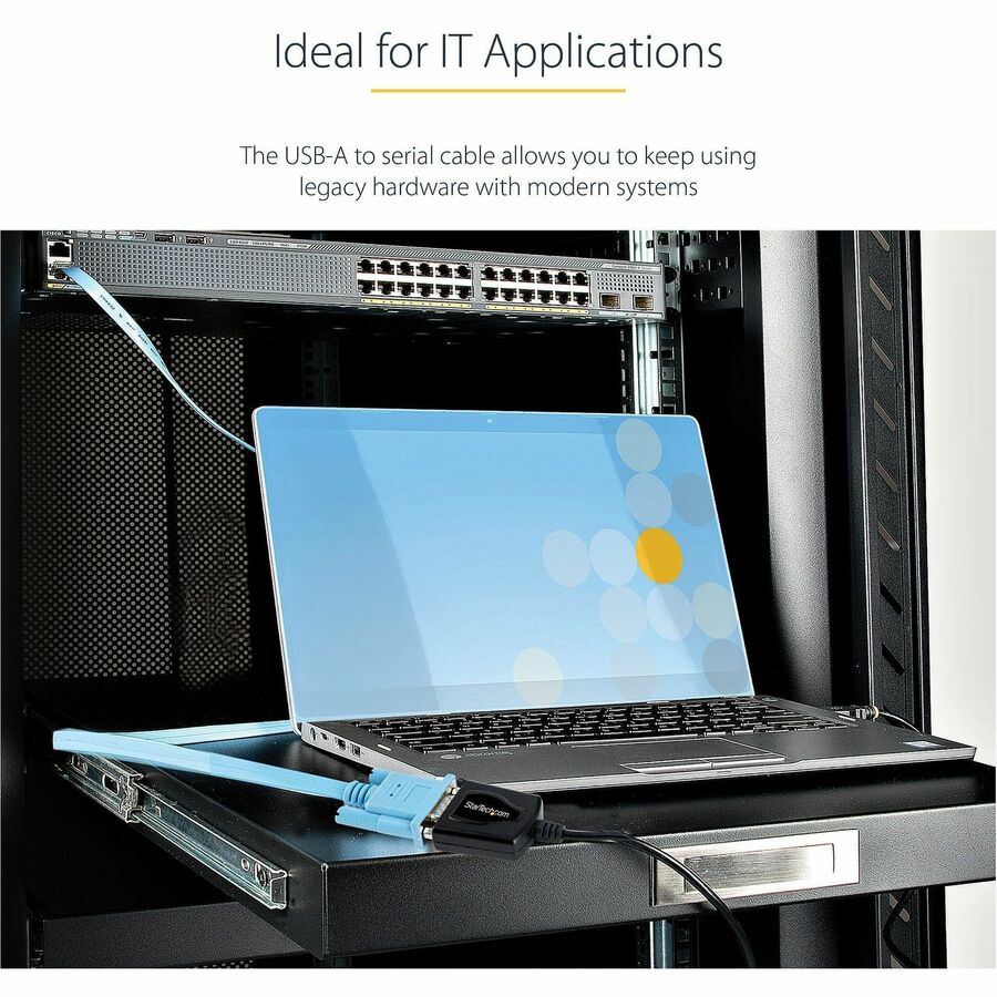 StarTech.com 3ft (1m) USB to Serial Cable with COM Port Retention, DB9 Male RS232 to USB Converter, USB to Serial Adapter, Prolific IC — 1P3FPC-USB-SERIAL