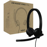 Logitech H570e USB Wired Stereo Headset, USB-A, Noise-Canceling Mics, Inline Controls, Certified for Microsoft Teams, Black — 981-001428