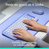Logitech POP ICON KEYS Wireless Bluetooth Keyboard, Comfortable Typing, Programmable Keys, Easy-Switch Between up to 3 Devices (Lilac & Off-white) — 920-013050