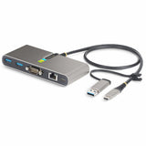 StarTech.com 2-Port USB-C Hub with Gb Ethernet and RS232 FTDI Serial, Attached USB-C to USB-A Dongle, 100W PD Pass-Through, 2x USB-A 5Gbps — 5G2A1SGBB-USB-C-HUB