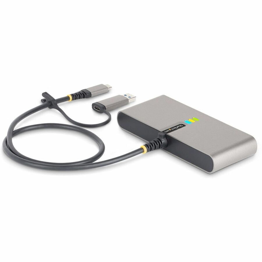 StarTech.com 2-Port USB-C Hub with Gb Ethernet and RS232 FTDI Serial, Attached USB-C to USB-A Dongle, 100W PD Pass-Through, 2x USB-A 5Gbps — 5G2A1SGBB-USB-C-HUB