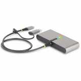 StarTech.com 2-Port USB-C Hub with Gb Ethernet and RS232 FTDI Serial, Attached USB-C to USB-A Dongle, 100W PD Pass-Through, 2x USB-A 5Gbps — 5G2A1SGBB-USB-C-HUB