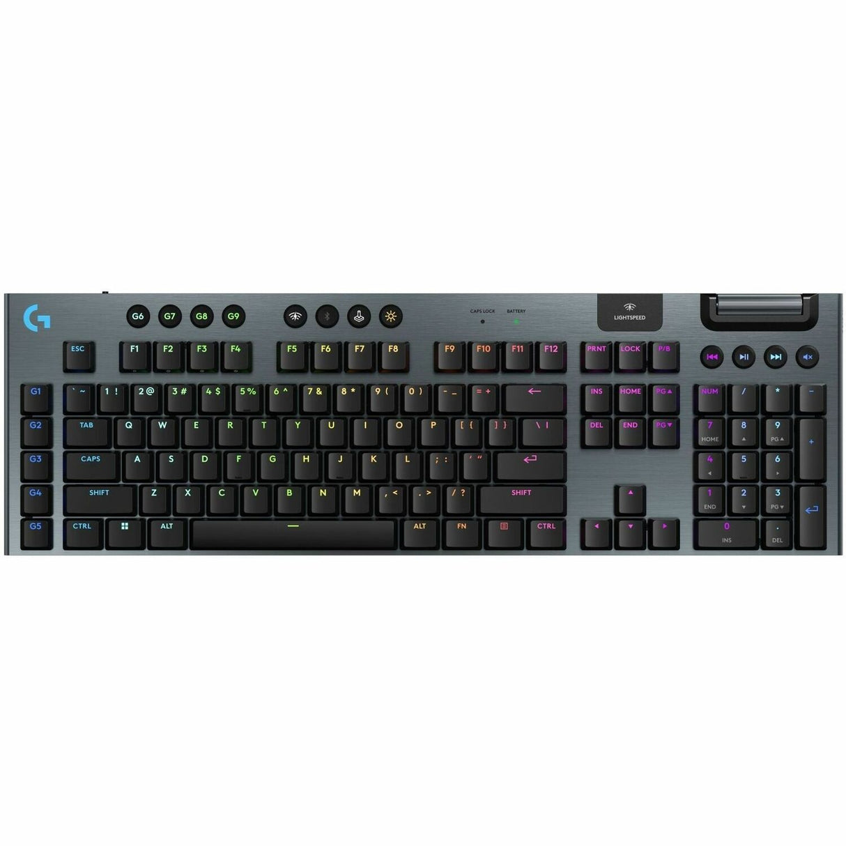 Logitech G915 X LIGHTSPEED Low-Profile Wireless Gaming Keyboard, Double-Shot PBT Keycaps, Fully Programmable Keys, RGB Backlighting, Sleek Aluminum Finishing, GL Blue Clicky Switches - PC/Mac — 920-012704