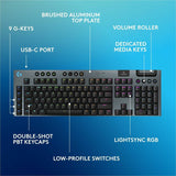 Logitech G915 X LIGHTSPEED Low-Profile Wireless Gaming Keyboard, Double-Shot PBT Keycaps, Fully Programmable Keys, RGB Backlighting, Sleek Aluminum Finishing, GL Blue Clicky Switches - PC/Mac — 920-012704