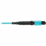 Eaton Tripp Lite Series 100G Multimode 50/125 OM4 Fiber Optic Cable (12F MPO/MPO-PC F/F), Type-A Polarity, OFNP, Aqua, 1 m (3.3 ft.), TAA — N845A-01M-12TAA