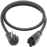 Eaton Tripp Lite Series Power Extension Cord, Right-Angle NEMA 5-15P to NEMA 5-15R - Heavy-Duty, 15A, 120V, 14 AWG, 3 ft. (0.91 m), Black — P024-003-15D