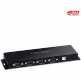 TRENDnet TU-S4, 4-Port USB to Serial RS232 Hub, Black — TU-S4