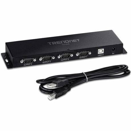 TRENDnet TU-S4, 4-Port USB to Serial RS232 Hub, Black — TU-S4