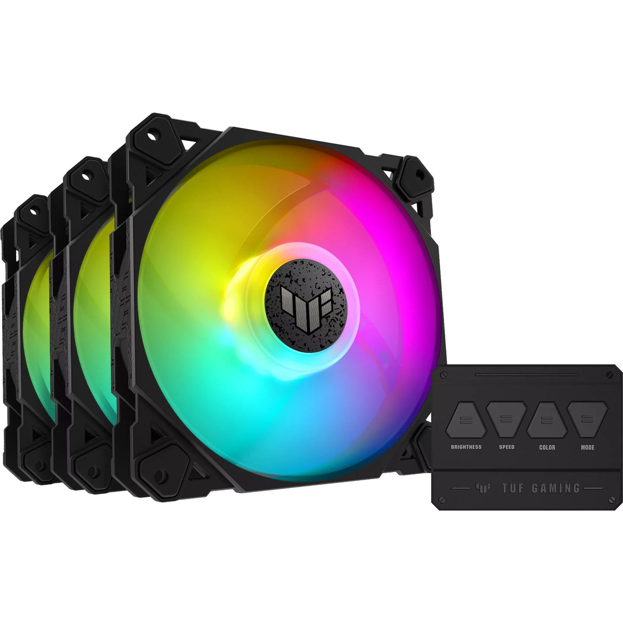 TUF Gaming TF120 ARGB Fan - Triple Fan Kit with ARGB Controller - 3 Pack — TUFGAMINGTF120ARGB3IN1Fan