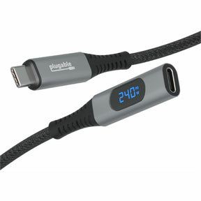 Plugable USB C Extension Cable 3.3 Ft, Digital Power Meter Tester for Monitoring USB-C Connections — USBC-METER3-1MF