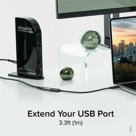 Plugable USB C Extension Cable 3.3 Ft, Digital Power Meter Tester for Monitoring USB-C Connections — USBC-METER3-1MF