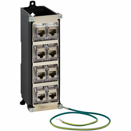 Eaton Tripp Lite Series 8-Port Metal Shielded DIN-Rail Mount Preloaded Keystone Patch Panel with Grounding, Black/Silver, TAA — N063-008-6A-SH