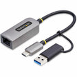 StarTech.com USB-C to to Ethernet Adapter with USB-A Dongle, 10/100/1000Mbps, USB 3.0 to Gigabit Network Adapter, Windows/macOS/Linux — C21GA-USB-ETHERNET