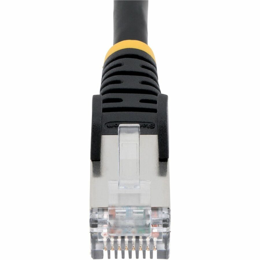 StarTech.com 1ft CAT6a Ethernet Cable, Black Low Smoke Zero Halogen (LSZH) 10 GbE 100W PoE S/FTP Snagless RJ-45 Network Patch Cord — NLBK-1F-CAT6A-PATCH