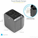 StarTech.com Travel USB Wall Charger - 2 Port - Black - Universal Travel Adapter - International Power Adapter - USB Charger — USB2PACBK