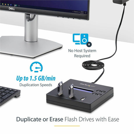 StarTech.com Standalone 1 to 2 USB Thumb Drive Duplicator/Eraser, USB Flash Drive Copier/Cloner, Sector-by-Sector Copy, Sanitizer, TAA — USBDUP12