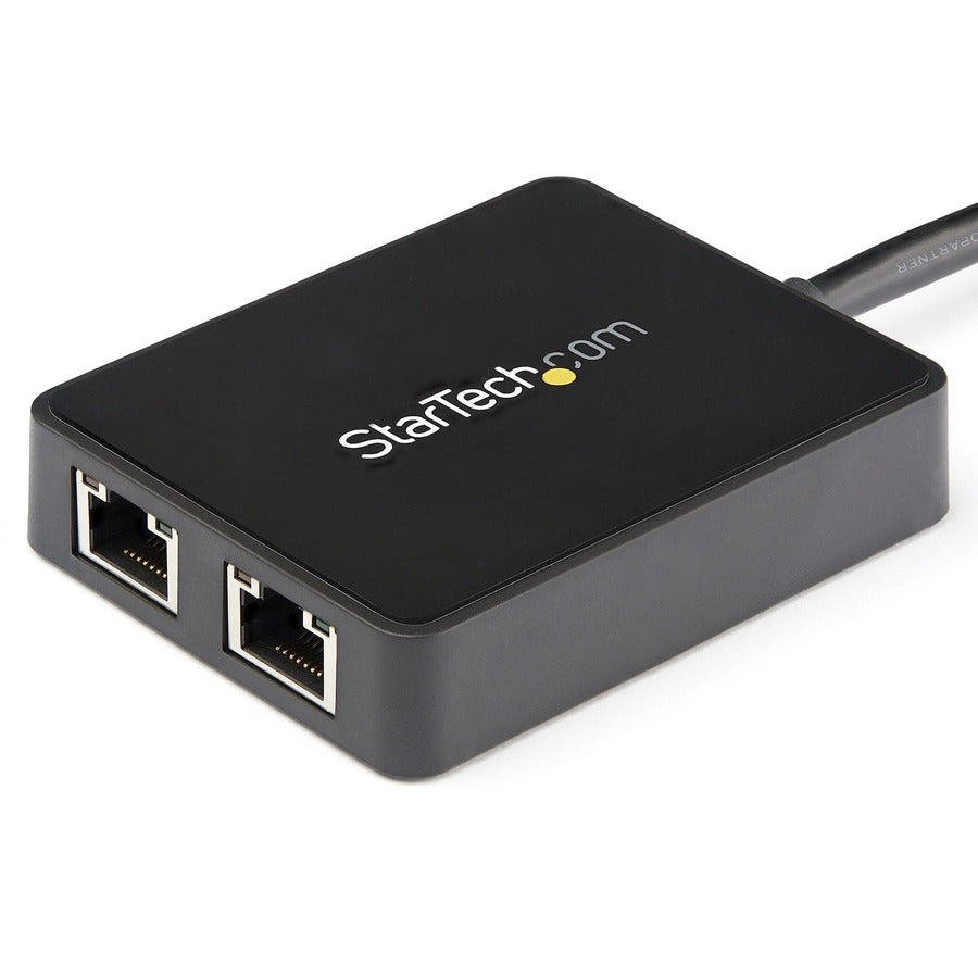 StarTech.com USB 3.0 to Dual Port Gigabit Ethernet Adapter NIC w/ USB Port — USB32000SPT