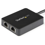 StarTech.com USB 3.0 to Dual Port Gigabit Ethernet Adapter NIC w/ USB Port — USB32000SPT