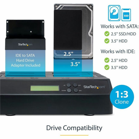 StarTech.com 4-Bay Hard Drive Duplicator and Eraser, External HDD/SSD Cloner / Copier / Wiper Tool, USB 3.0/eSATA to SATA Docking Station — SATDOCK4U3RE