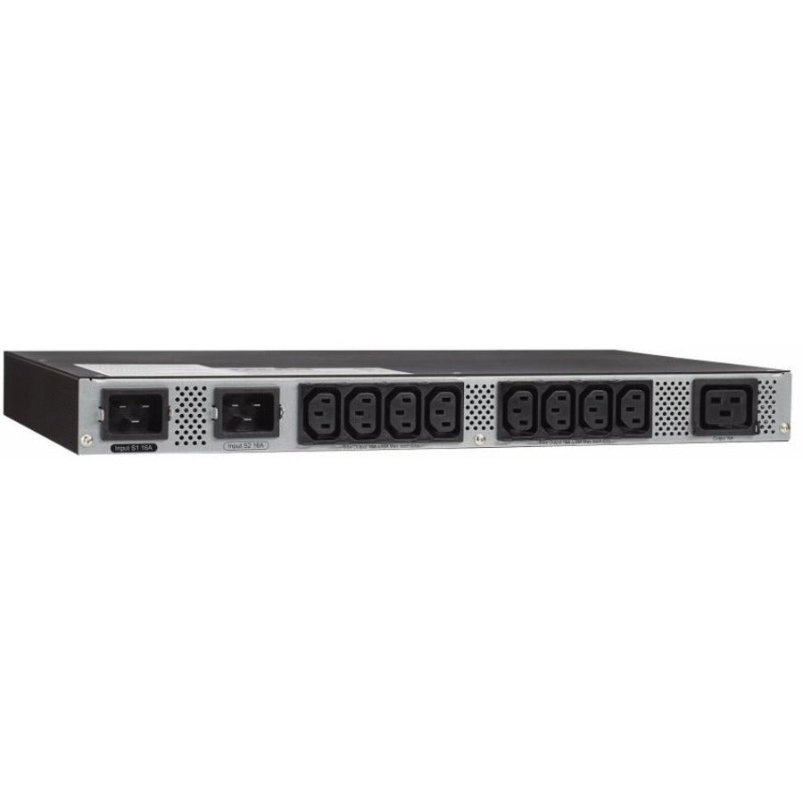 Eaton ATS rack PDU, 1U, (2) L6-20P, (2) C20 input, 3.33 kW max, 200-240V, 16A, 8 ft cord, Single-phase, Outlets: (8) C13, (1) C19 — EATS220