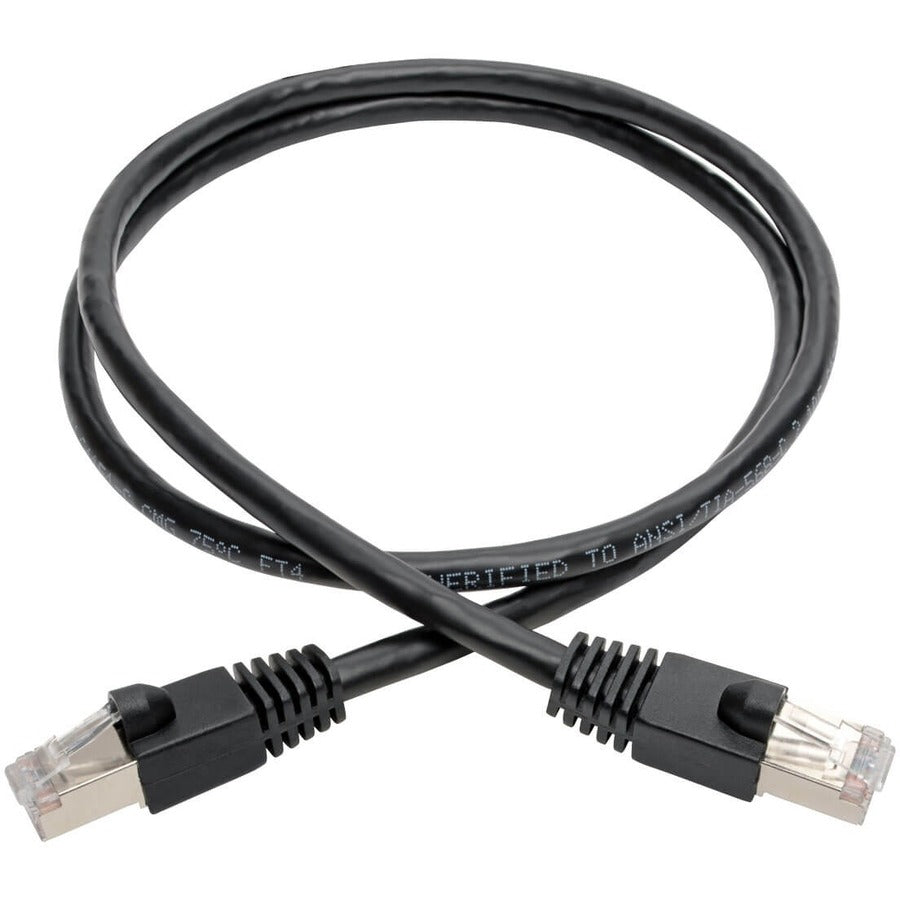 Eaton Tripp Lite Series Cat6a 10G Snagless Shielded STP Ethernet Cable (RJ45 M/M), PoE, Black, 3 ft. (0.91 m) — N262-003-BK
