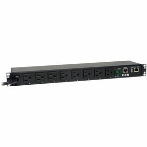 Eaton 1.4kW Single-Phase Switched PDU, LX Interface, 120V Outlets (8 5-15R), NEMA 5-15P, 12 ft. (3.66 m) Cord, 1U Rack, TAA — PDUMH15NET2LX