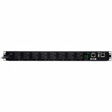 Eaton 1.4kW Single-Phase Switched PDU, LX Interface, 120V Outlets (8 5-15R), NEMA 5-15P, 12 ft. (3.66 m) Cord, 1U Rack, TAA — PDUMH15NET2LX