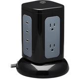 Eaton Tripp Lite Series 6-Outlet Surge Protector Tower, 3x USB-A, 1x USB-C, 8 ft. Cord, 5-15P Plug, 1800 Joules, Black — TLP606UCTOWER