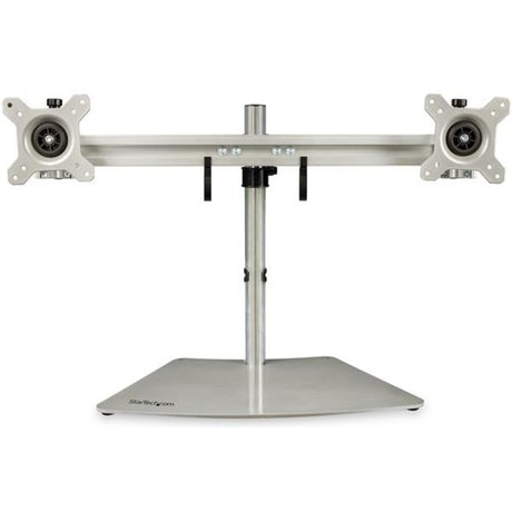 StarTech.com Dual Monitor Stand, Free Standing Desktop Pole Stand for 2x 24" (17.6lb/8kg) VESA Mount Displays, Height Adjustable, Silver — ARMDUOSS