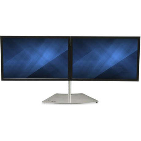 StarTech.com Dual Monitor Stand, Free Standing Desktop Pole Stand for 2x 24" (17.6lb/8kg) VESA Mount Displays, Height Adjustable, Silver — ARMDUOSS