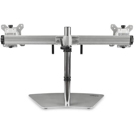 StarTech.com Dual Monitor Stand, Free Standing Desktop Pole Stand for 2x 24" (17.6lb/8kg) VESA Mount Displays, Height Adjustable, Silver — ARMDUOSS
