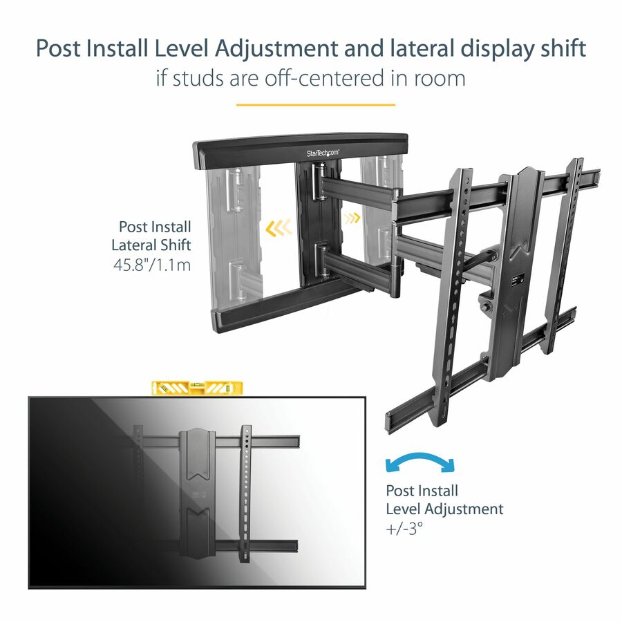 StarTech.com TV Wall Mount for up to 80" VESA Mount Displays - Low Profile Full Motion TV Mount - Heavy Duty Adjustable Articulating Arm — FPWARTS1