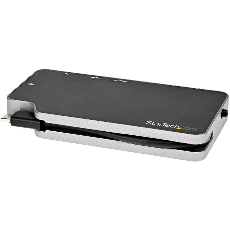 StarTech.com USB C Multiport Adapter, USB-C to 4K HDMI or VGA Video with 100W PD Pass-through, 10Gbps USB Hub/MicroSD/GbE, USB-C Mini Dock — CDP2HVGUASPD
