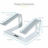 StarTech.com Laptop Stand for Desk, Supports 5kg / 11lb, Aluminum, Silver, Ergonomic Laptop Riser, Portable Laptop Holder for Desk — LAPTOP-STAND-SILVER