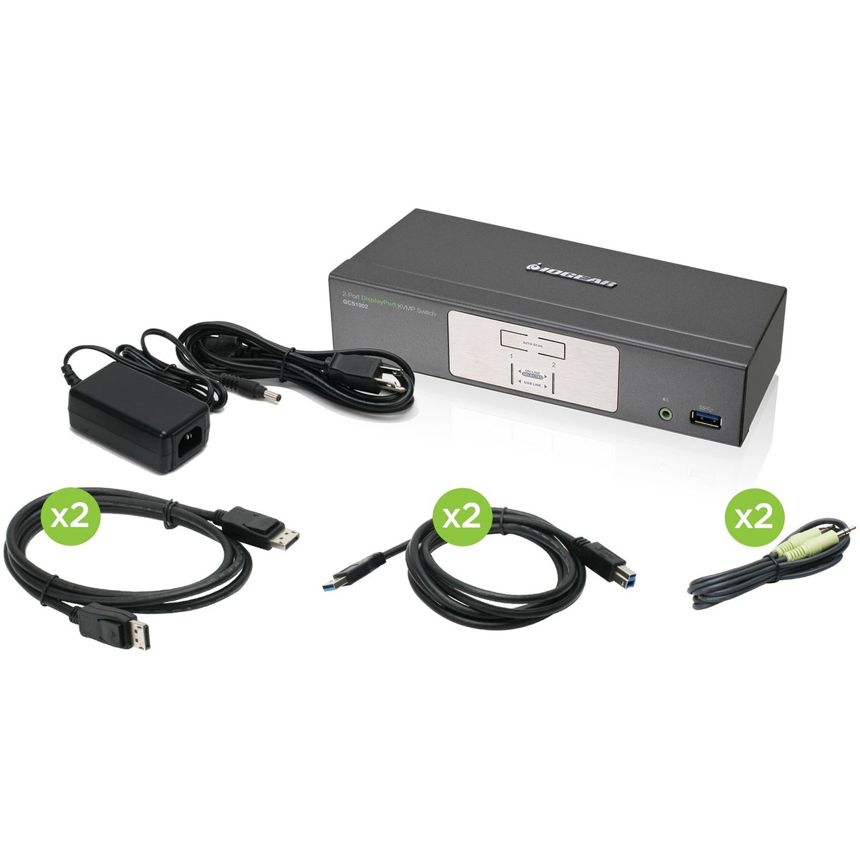 IOGEAR 2-Port DisplayPort KVMP Switch with USB 3.0 Hub (TAA Compliant) — GCS1902