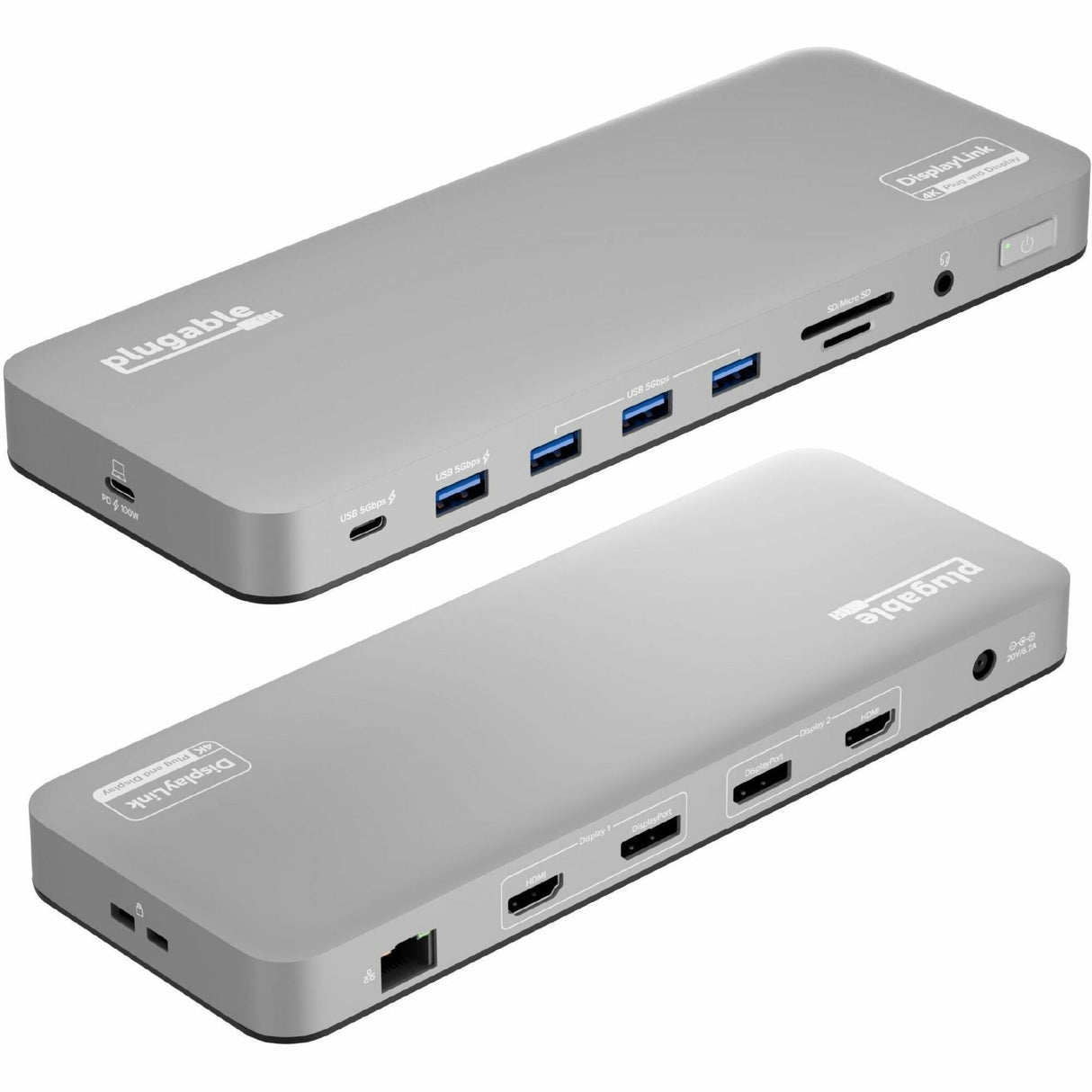 Plugable USB C Laptop Docking Station, Dual Monitor 4K 60Hz for Apple Mac M1/M2/M3, 2x HDMI or 2x DisplayPort — UD-6950PDH