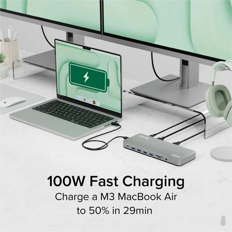 Plugable USB C Laptop Docking Station, Dual Monitor 4K 60Hz for Apple Mac M1/M2/M3, 2x HDMI or 2x DisplayPort — UD-6950PDH