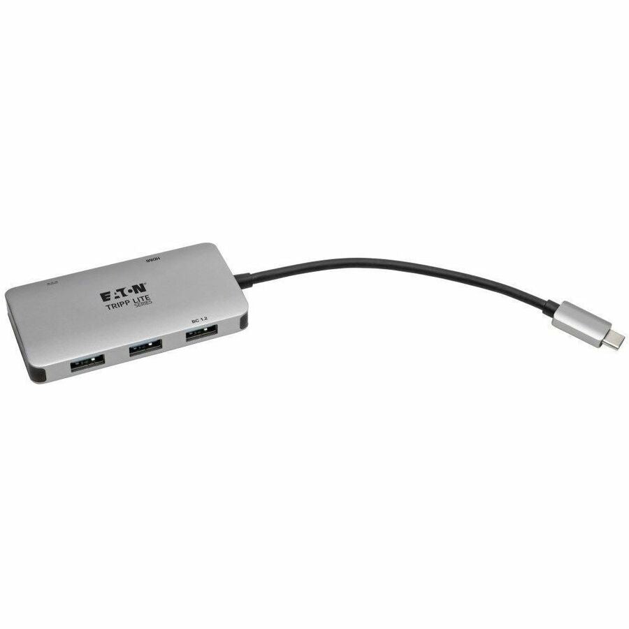 Eaton Tripp Lite Series USB-C Multiport Adapter, 4K HDMI, USB 3.x (5Gbps) Hub Ports, 100W PD Charging, HDCP, Gray — U444-06N-H3U-C