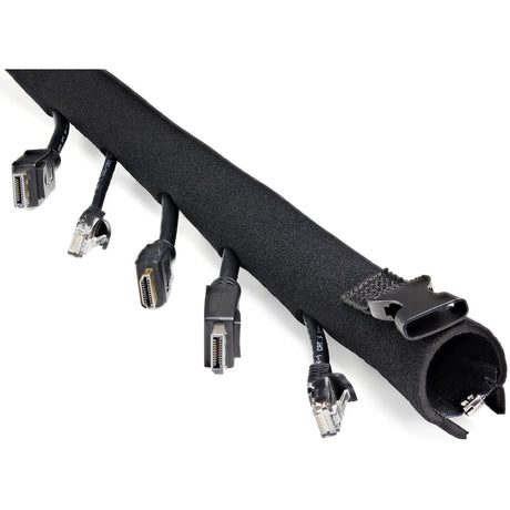 StarTech.com 40" Neoprene Cable Management Sleeve with Zipper/Buckle, Computer/PC Cord Cover, Flexible Cable Sleece/Organizer Wrap, Black — WKSTNCMZP