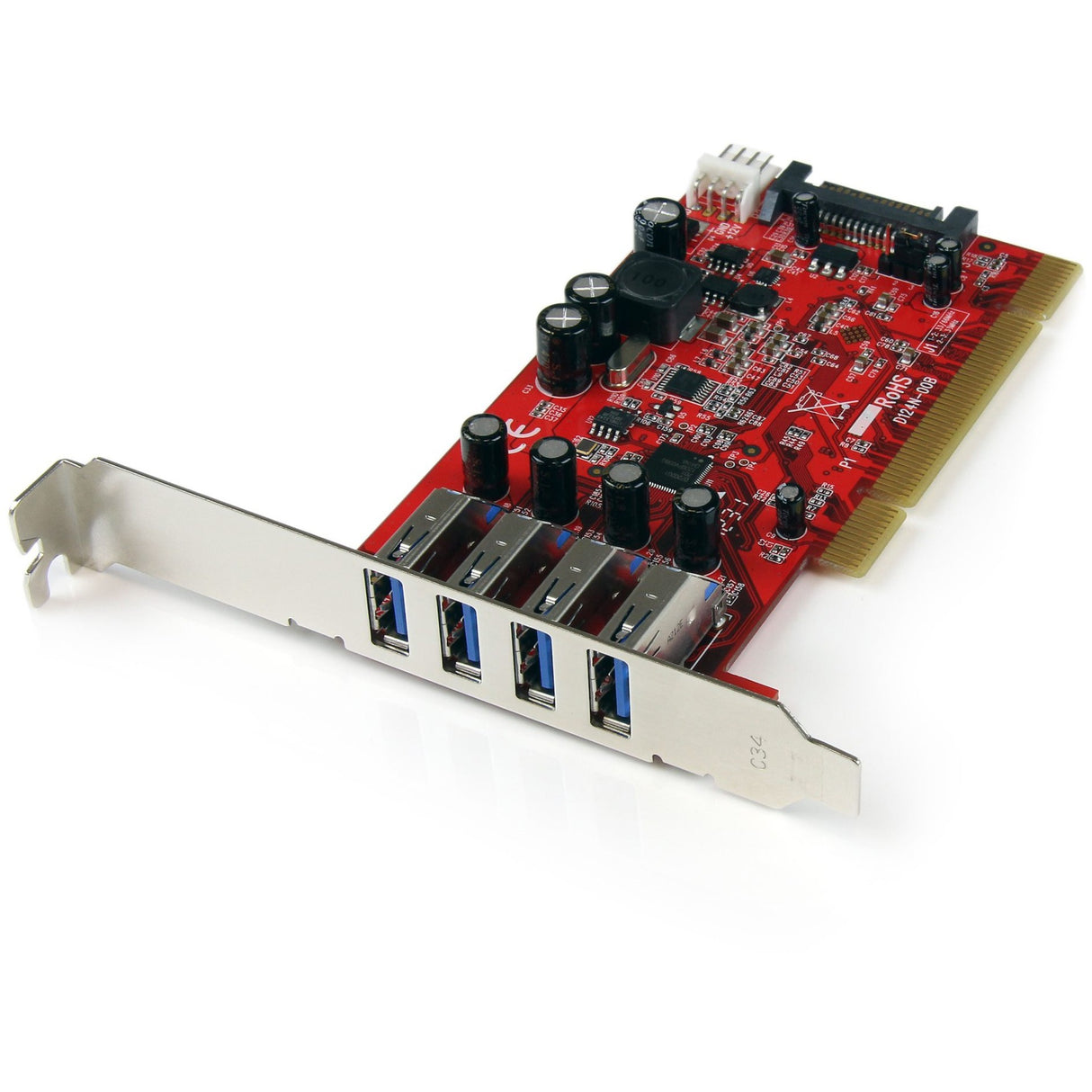 StarTech.com 4 Port PCI SuperSpeed USB 3.0 Adapter Card with SATA/SP4 Power - 5Gbps — PCIUSB3S4