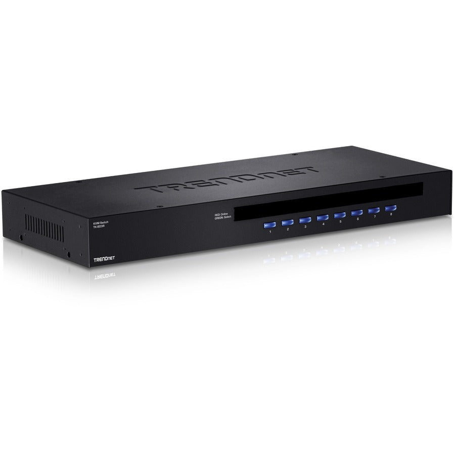 TRENDnet 8-Port USB/PS2 Rack Mount KVM Switch, TK-803R, VGA & USB Connection, Supports USB & PS/2 Connections, Device Monitoring, Auto Scan, Audible Feedback, Control up to 8 Computers/Servers — TK-803R