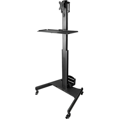 StarTech.com Mobile Standing Workstation with Monitor Mount, CPU/PC Holder, Height Adjustable Desktop Computer Cart, Standing Workstation — WKSTNCART