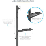 StarTech.com Mobile Standing Workstation with Monitor Mount, CPU/PC Holder, Height Adjustable Desktop Computer Cart, Standing Workstation — WKSTNCART