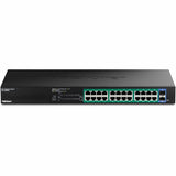 TRENDnet 26-Port Gigabit EdgeSmart PoE+ Switch, TPE TG262ES, 380W PoE Power Budget, 24 x Gigabit PoE+ Ports, 2 x Gigabit SFP Ports, Managed Network Ethernet Switch, Lifetime Protection, Black — TPE-TG262ES