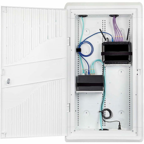 StarTech.com 28in Wall-Mount Media Enclosure, Cable Management Box for Network Distribution, Mounting Fixtures/Modules Included, White — 28P1-MEDIA-ENCLOSURE