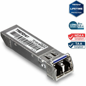 TRENDnet SFP to RJ45 100Base-FX Multi-Mode LC Module, TE100-MGBFX, Compatible with Mini-GBIC, Supports 1310 nm, Up to 155 Mbps, Hot-Pluggable, Up to 2 Km (1.2 Miles), Lifetime Protection — TE100-MGBFX